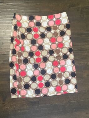 Y2K Mod Multicolor Polka Dot Knee Skirt Straight Pencil Size 16